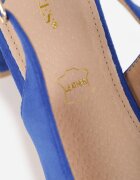 vices Sandale Albastre cu toc gros Slingback cu branț din piele și cu zirconii Nimirune