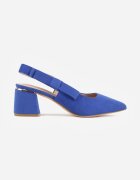 vices Sandale Albastre cu Toc Gros Slingback cu Brant din Piele Vevoline