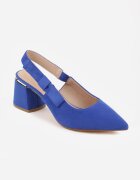 vices Sandale Albastre cu Toc Gros Slingback cu Brant din Piele Vevoline