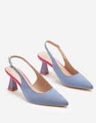 vices Sandale Albastre cu toc pisoi tip Slingback Edilitha