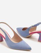 vices Sandale Albastre cu toc pisoi tip Slingback Edilitha