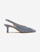 vices Sandale Albastre cu Toc Stiletto Slingback cu Fețe Perforate Nilanira