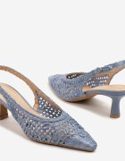 vices Sandale Albastre cu Toc Stiletto Slingback cu Fețe Perforate Nilanira