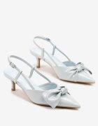 vices Sandale Albastre Lăcuite pe toc tip pisică Tip Slingback cu Fundă Kovenna