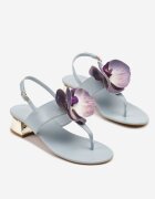 vices Sandale Albastre stil Papuci pe Toc Bloc Mic cu Decorațiuni Florale Natrina