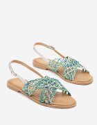 vices Sandale Albastru-Verde Decorate Cu Barete Din Plasa Calozi