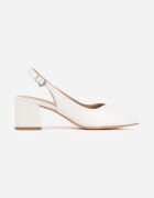 vices Sandale Albe cu toc gros Slingback cu branț din piele Ciaravien