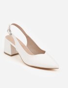 vices Sandale Albe cu toc gros Slingback cu branț din piele Ciaravien