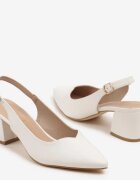 vices Sandale Albe cu toc gros Slingback cu branț din piele Ciaravien