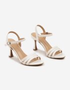 vices Sandale Albe din Piele ecologică cu Toc Stiletto cu cataramă Ploemis