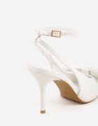 vices Sandale Albe pe toc cui Slingback decorate cu fundă Tilvanea