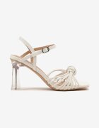 vices Sandale Albe pe Toc Transparent cu Nod Saradina