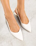 vices Sandale Albe Slingback cu Branț din Piele Naturală Galeresa