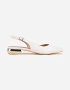 vices Sandale Albe Slingback cu Branț din Piele Naturală Galeresa