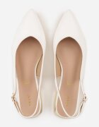 vices Sandale Albe Slingback cu Branț din Piele Naturală Galeresa