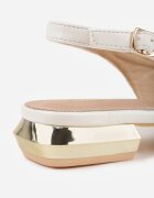 vices Sandale Albe Slingback cu Branț din Piele Naturală Galeresa