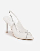 vices Sandale Albe Slingback din Plasă cu Toc Stiletto Decorate cu Zirconii Aethipe