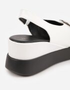 vices Sandale Albe Slip-on din Piele Naturală cu Talpă Pană și Aplicație Metalică Risspa