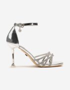 vices Sandale Argintii cu Toc Stiletto decorate cu Zirconii Nitalena