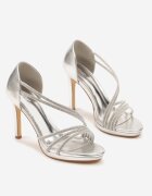 vices Sandale Argintii cu toc Stiletto decorate cu Zirconii Noritia
