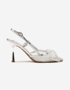 vices Sandale Argintii din plasă cu toc stiletto decorate cu fundă și paiete Reandra
