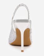 vices Sandale Argintii Tip plasă cu toc stiletto Decorate cu strasuri Amamenis