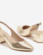 vices Sandale Aurii cu toc bloc Slingback cu branț din piele Ciaravien