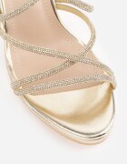 vices Sandale Aurii cu toc stiletto cu barete decorate cu zirconii Sorisma