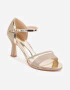 vices Sandale Aurii cu toc stiletto decorate cu zirconii și sclipici Lenallis