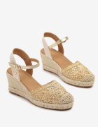 vices Sandale Aurii pe Pană Împletită în Stil Boho Lisalia