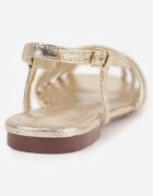 vices Sandale Aurii Peep Toe cu Talpă Plată cu Barete Subțiri Nadalila