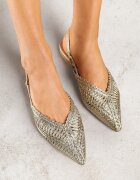 vices Sandale Aurii Slingback cu Parte superioară Împletită și Fir Metalic Nilannia
