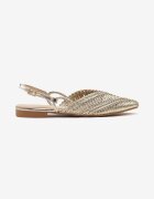 vices Sandale Aurii Slingback cu Parte superioară Împletită și Fir Metalic Nilannia