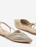 vices Sandale Aurii Slingback cu Parte superioară Împletită și Fir Metalic Nilannia