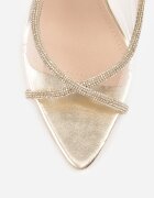 vices Sandale Auriu cu toc stiletto cu barete cu zirconii Ovilira