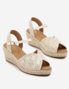 vices Sandale Bej-Alb cu Pană Împletită în Stil Boho Fililuna