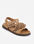 vices Sandale Bej Boho cu Mărgele Decorative și Ciucuri Eluthera