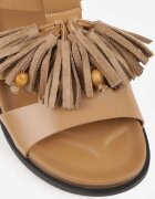 vices Sandale Bej Boho cu Mărgele Decorative și Ciucuri Eluthera