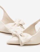 vices Sandale Bej cu toc cui Slingback decorate cu fundă Tilvanea