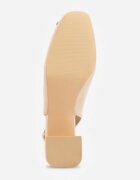 vices Sandale Bej cu toc gros Slingback cu branț din piele și cu zirconii Nimirune