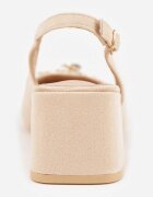 vices Sandale Bej cu toc gros Slingback cu branț din piele și cu zirconii Nimirune