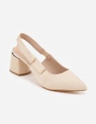 vices Sandale Bej cu toc gros Slingback cu branț din piele Vevoline