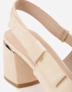 vices Sandale Bej cu toc gros Slingback cu branț din piele Vevoline