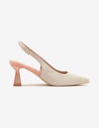 vices Sandale Bej cu toc pisicuță tip Slingback Edilitha