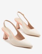 vices Sandale Bej cu toc pisicuță tip Slingback Edilitha