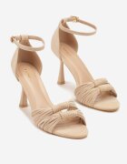 vices Sandale Bej cu toc stiletto decorate cu noduri Saromelle