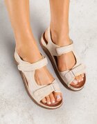 vices Sandale Bej Decorate cu Tweed Tonettia