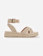 vices Sandale bej deschis împletite stil Boho cu barete în formă de X Nahmala