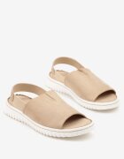 vices Sandale Bej din ecosuede cu talpă decorată cu striații Saruvelle