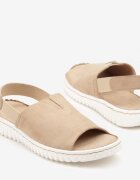 vices Sandale Bej din ecosuede cu talpă decorată cu striații Saruvelle